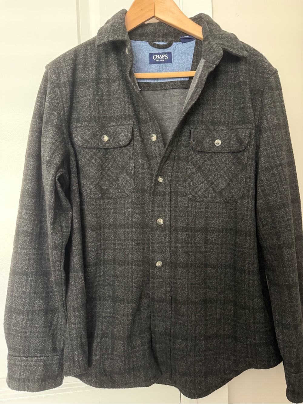 Chaps Men's Dark Gray Wool-Blend Button Jacket- size Small